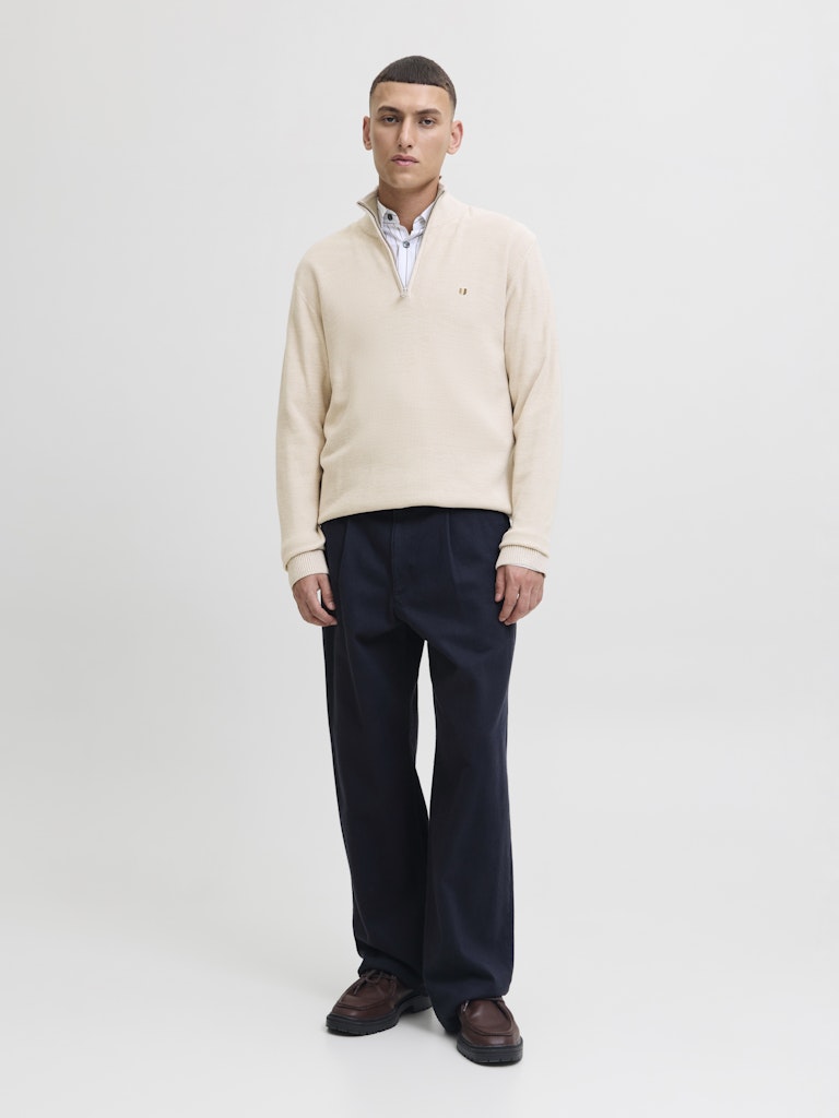 Jack & Jones HALF-ZIP - Strickpullover - agave green/grün Jack & Jones HALF-ZIP - Strickpullover - agave green/grün